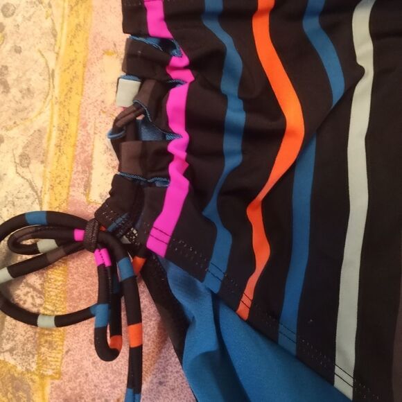 Terra & Sky2X (20W-22) Woman Plus Striped Tummy Control High Waist Bikini Swim - Picture 3 of 4